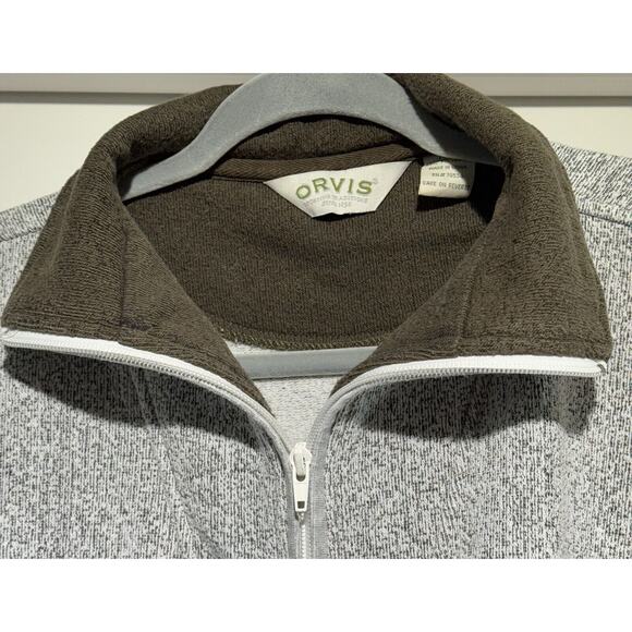 Orvis Quarter Zip Sweater Long Sleeve Pullover Sweater Olive Green/White XXL - Picture 11 of 11